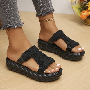Dame nan håndvævede flettede plateau-sandaler med ergonomisk polstret sål Skovae