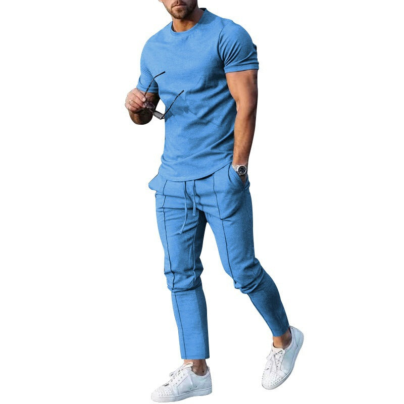 Herrer afslappet sport outfit med åndbart T-shirt og løs joggingbukser Stilla