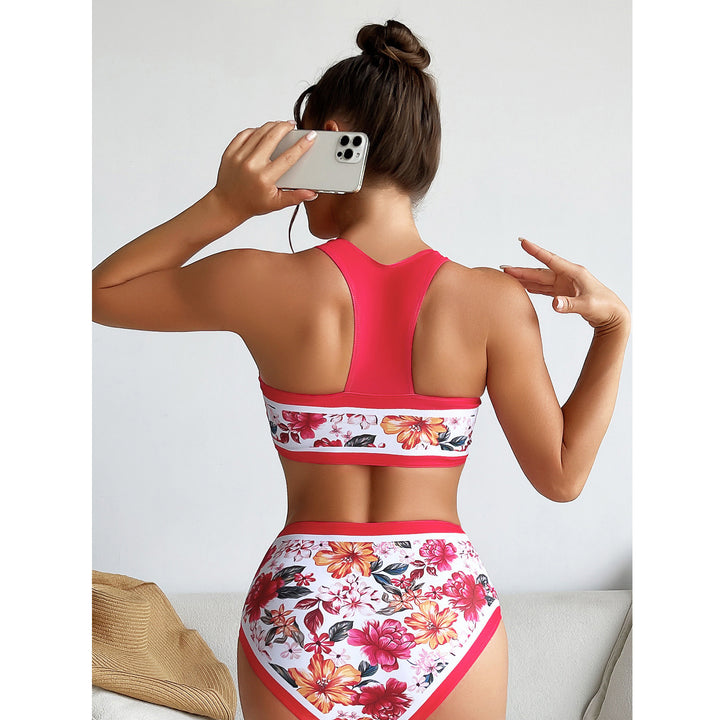 Dame Sport-Bikini med blomstret design og høj talje Skovae