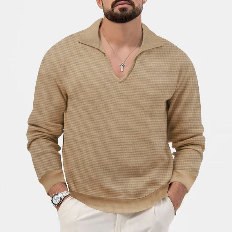 Herrer moderigtig V-hals pullover med struktureret design Stilla