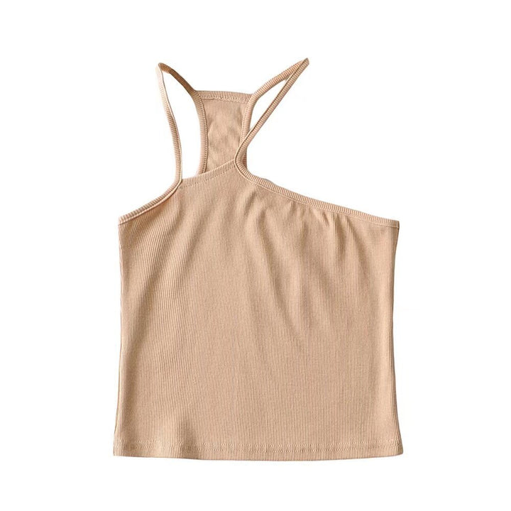Dame asymmetrisk spaghetti-strop top med smart rippet design og sporty snit Stilla