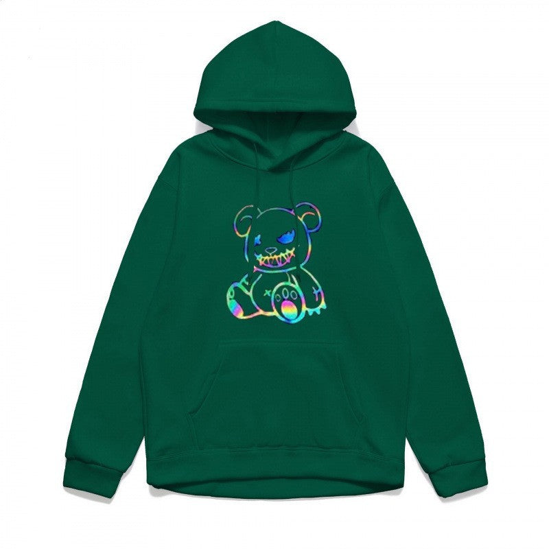 Dame hoodie sweatshirt med sejt bjørnemotiv og komfortabel pasform Skovae
