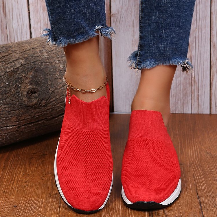 Dame Slip-On Sneakers med åndbart strik-overmateriale og fashionable accenter Stilla