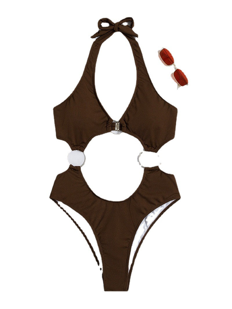 Dame éndelt badedragt med kreativt cut-out-design og justerbare stropper Stilla