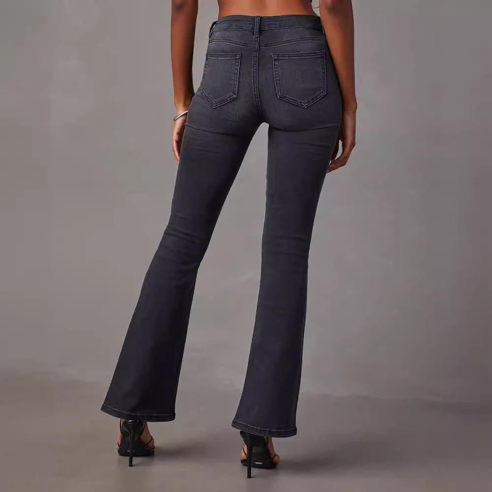 Damer flared jeans med højtskåret talje og moderne vask Stilla