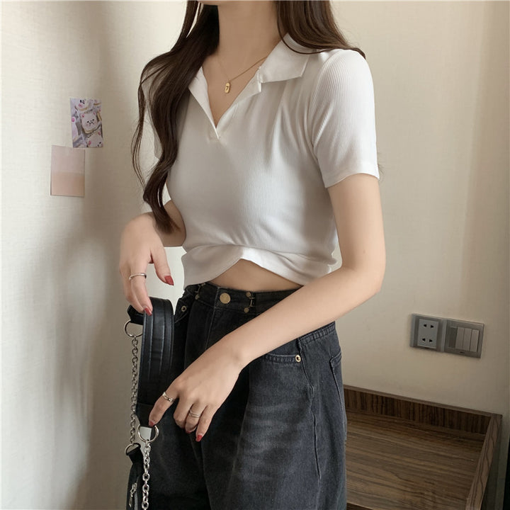 Femme Kort Polo-T-Shirt med Twist-detalje Stilla
