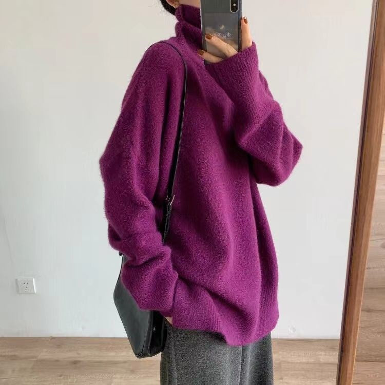 Femme Cozy Oversized Halsbånd Pullover Sweater Stilla