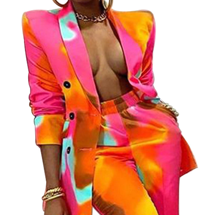 Dame Trendy Blazer-Sæt med farverig gradient og figurnær silhuet Stilla