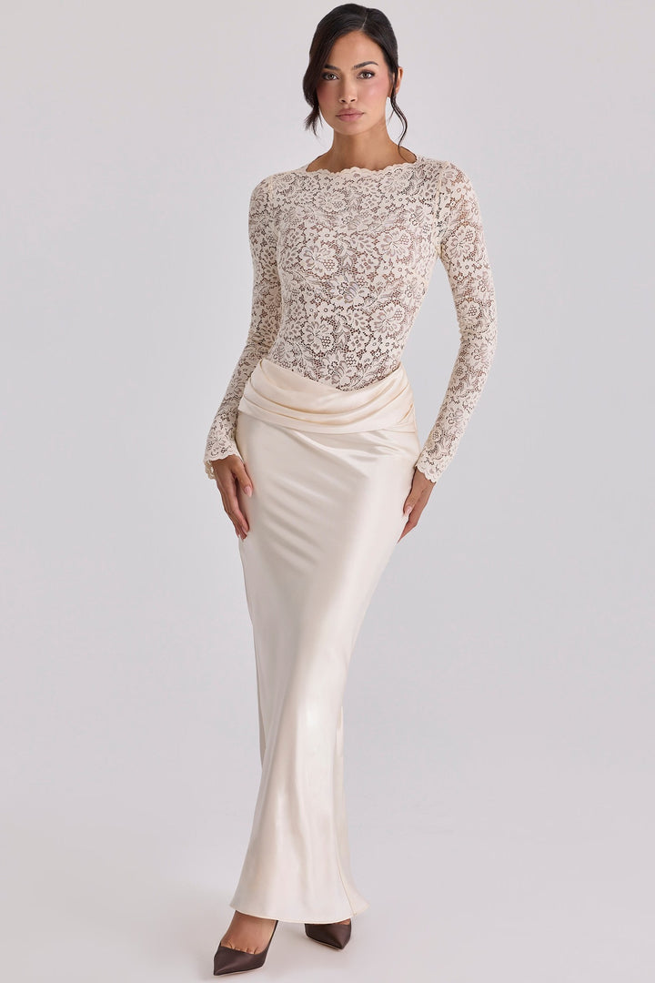 Dame Elegant spids overdel med flydende nederdel Skovae