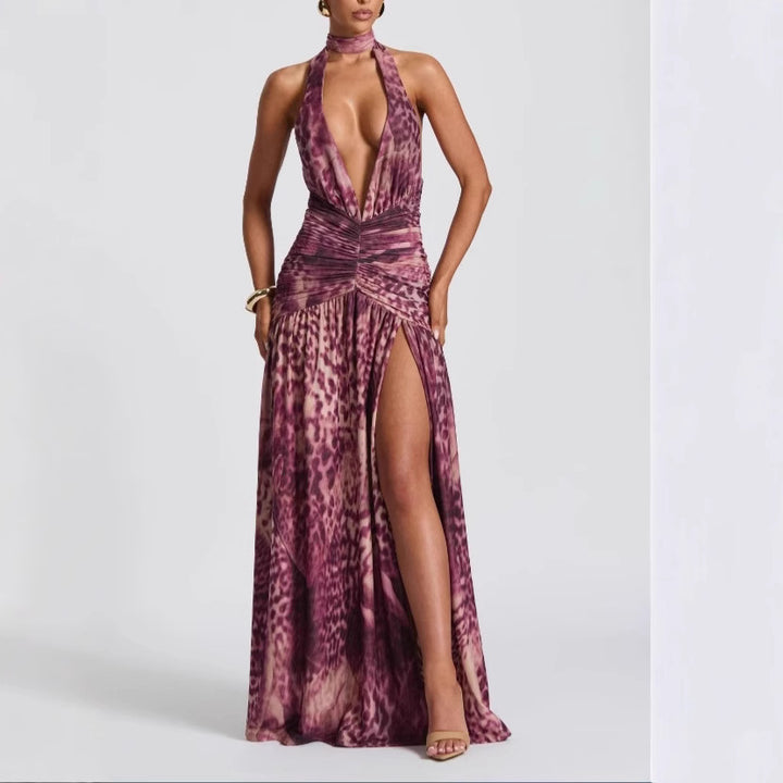 Femme Halter Neck High-Slit Aftenkjole Stilla
