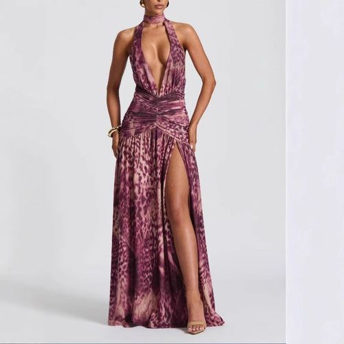 Femme Halter Neck High-Slit Aftenkjole Stilla