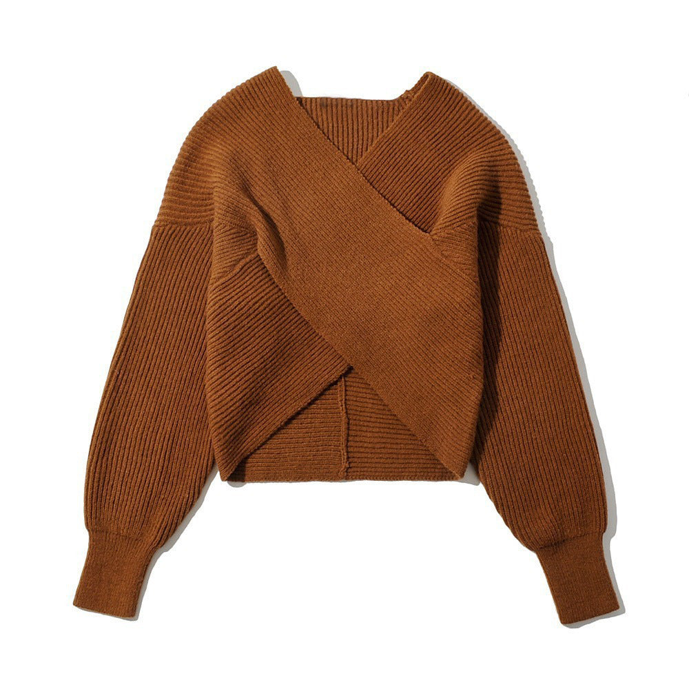 Kvinders omslagsweater med moderne tekstureret design Stilla