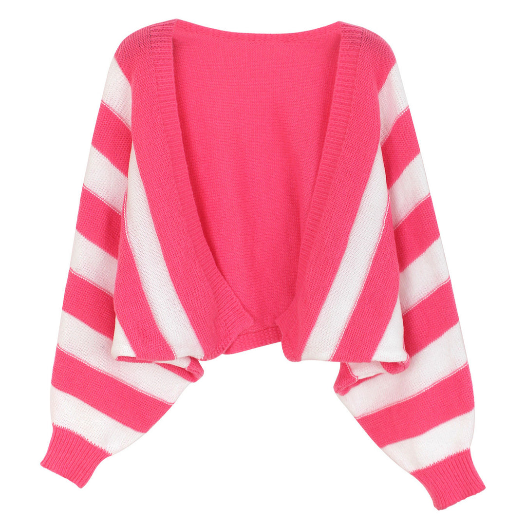 Dame Oversized Strik cardigan med iøjnefaldende stribemønster og afslappede ærmer Stilla