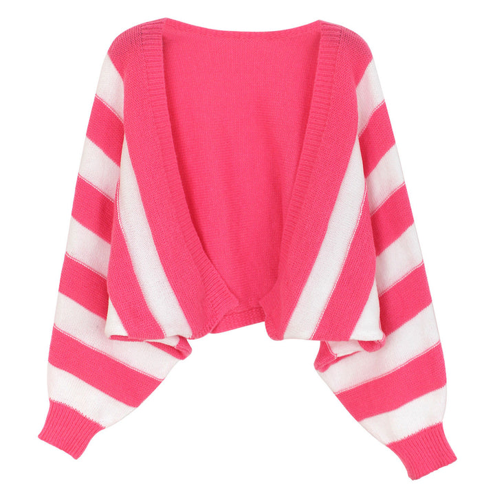 Dame Oversized Strik cardigan med iøjnefaldende stribemønster og afslappede ærmer Stilla