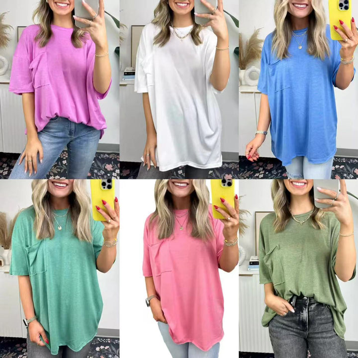 Kvindernes afslappede oversized T-shirt med lomme Stilla