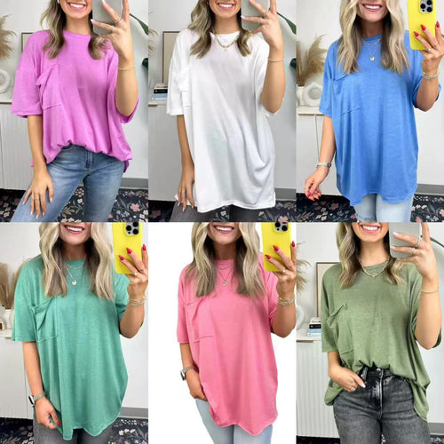 Kvindernes afslappede oversized T-shirt med lomme Stilla