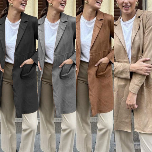Damer elegant Longblazer lavet af blødt Suedine Stilla