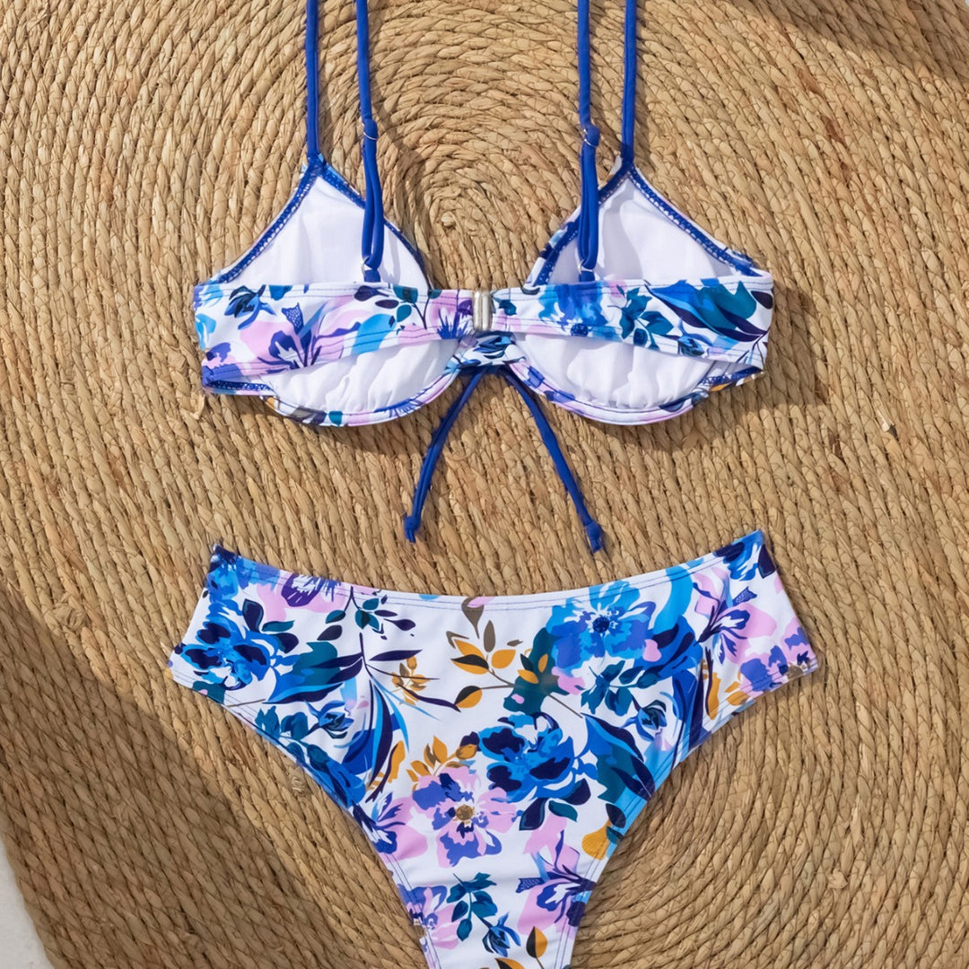 Dame Bikini-sæt med justerbare stropper og blomsterdesign Stilla