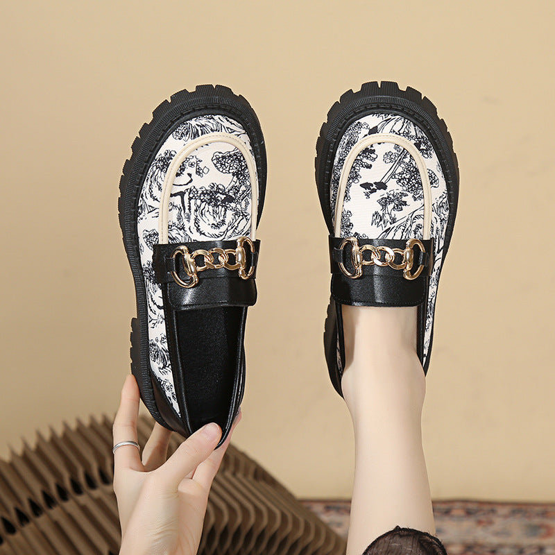 Dame Trendy Loafers med iøjnefaldende mønster og klodset sål Stilla