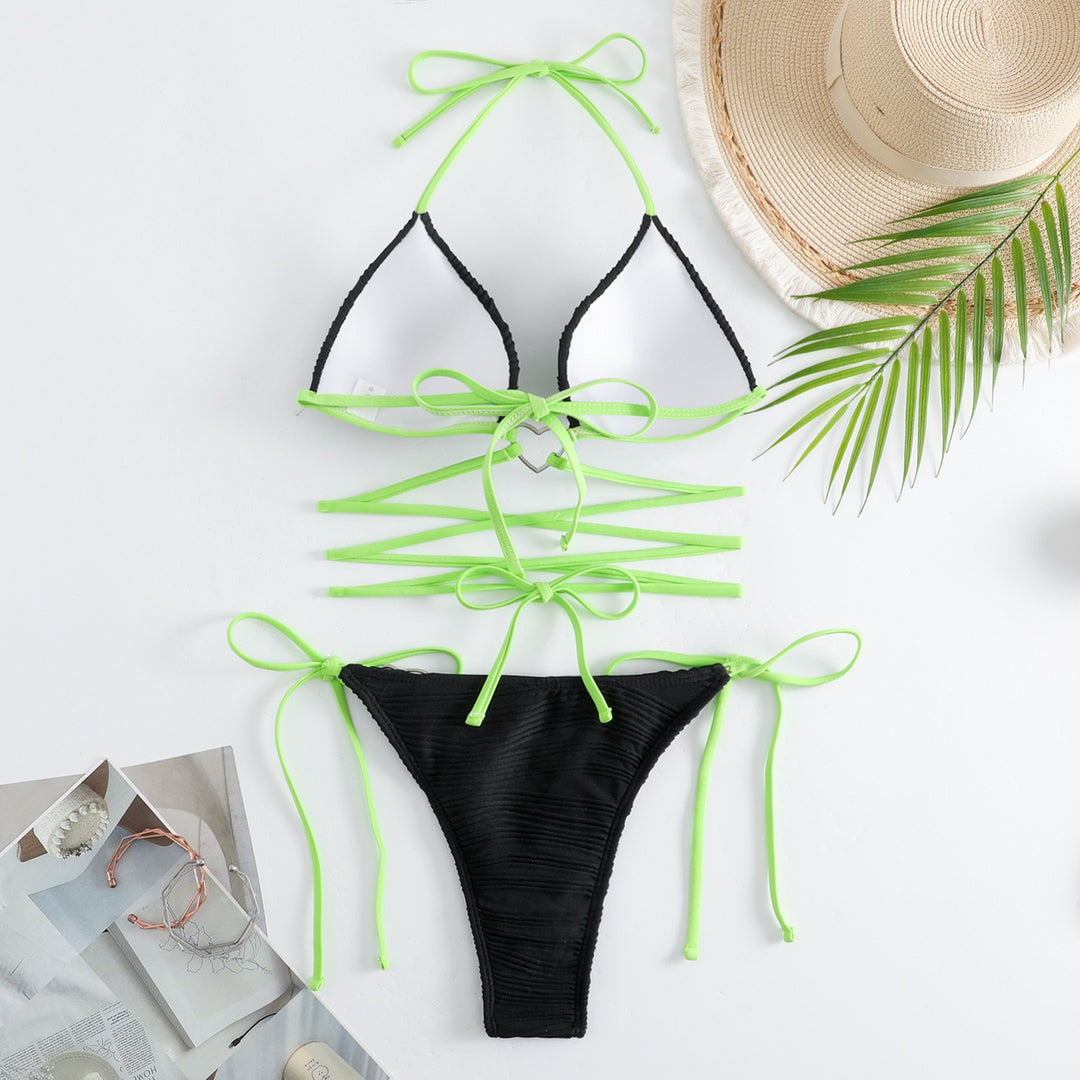 Dame Hjerte-Detalje Trekant Bikini Sæt Stilla