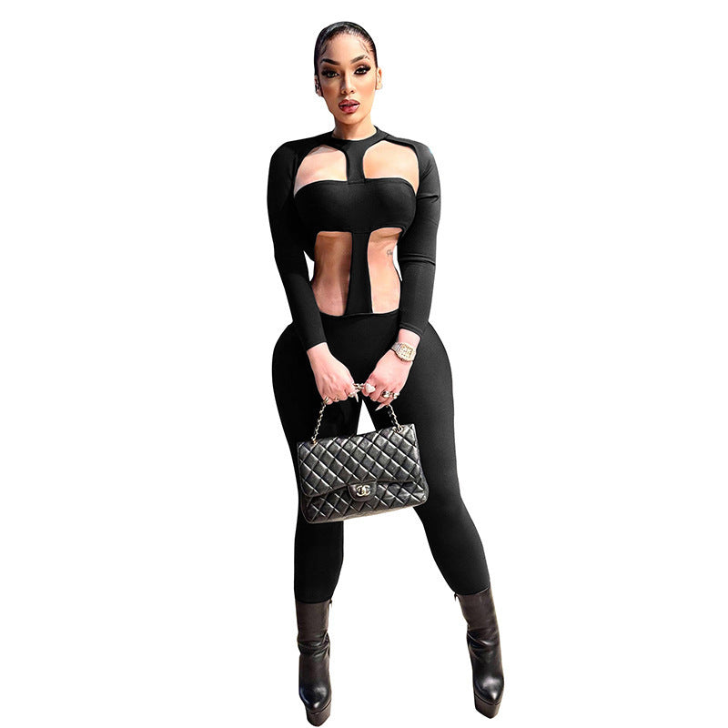 Damen Figurbetonter Einteiler mit Cut-Out-Details und langem Arm Skovae