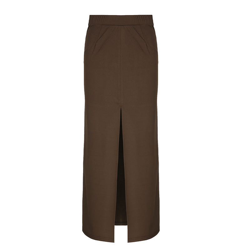 Dame Elegante Midi-nederdel med sideslids og elastisk talje Skovae
