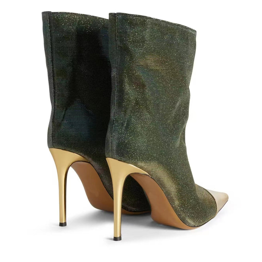 Femme Metallic Spids-Toe Støvletter Stilla
