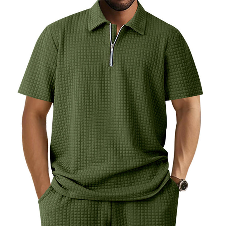 Herrer polo t-shirt med lynlås og struktureret design Stilla