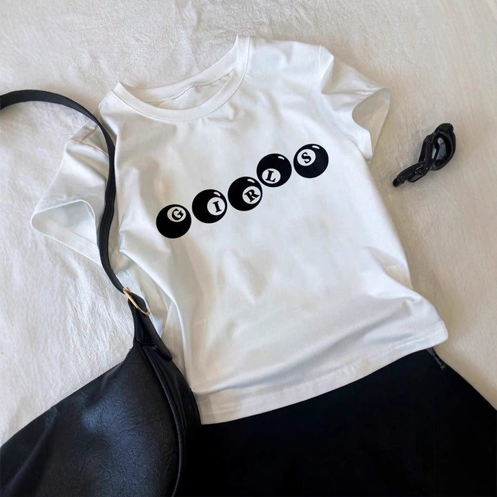 Dame cropped T-shirt med legesygtryk Skovae