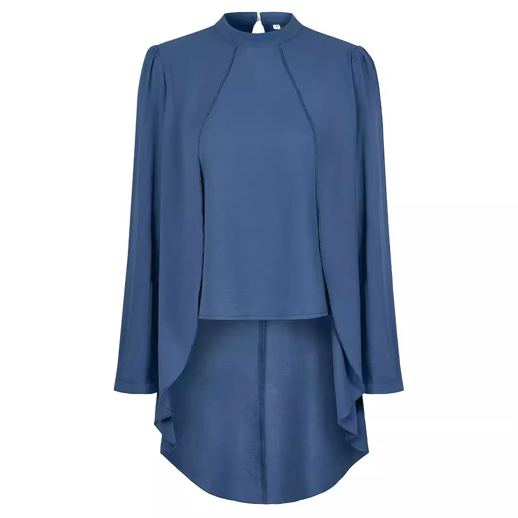 Dame komfortabel bluse med elegant ståkrave Stilla