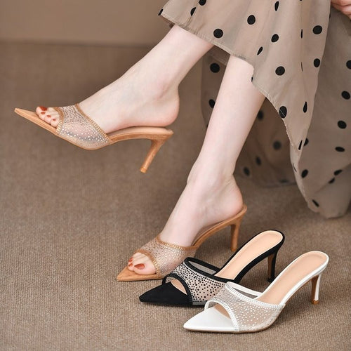 Dame Elegant Åben-Tå Hælsandal med Rhinestones Stilla