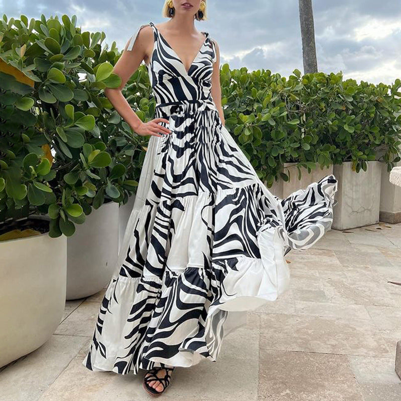 Dame ensartet badedragt med stilfuld zebra-design Skovae