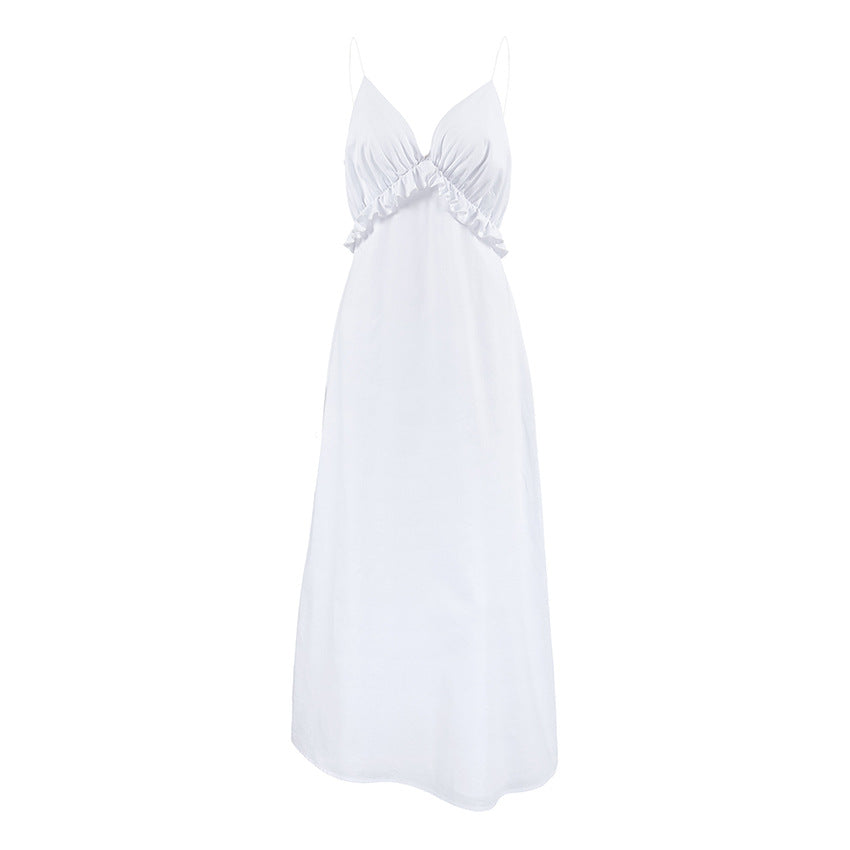 Dame Maxikjole med elegant V-udskæring og figursyet silhuet Stilla