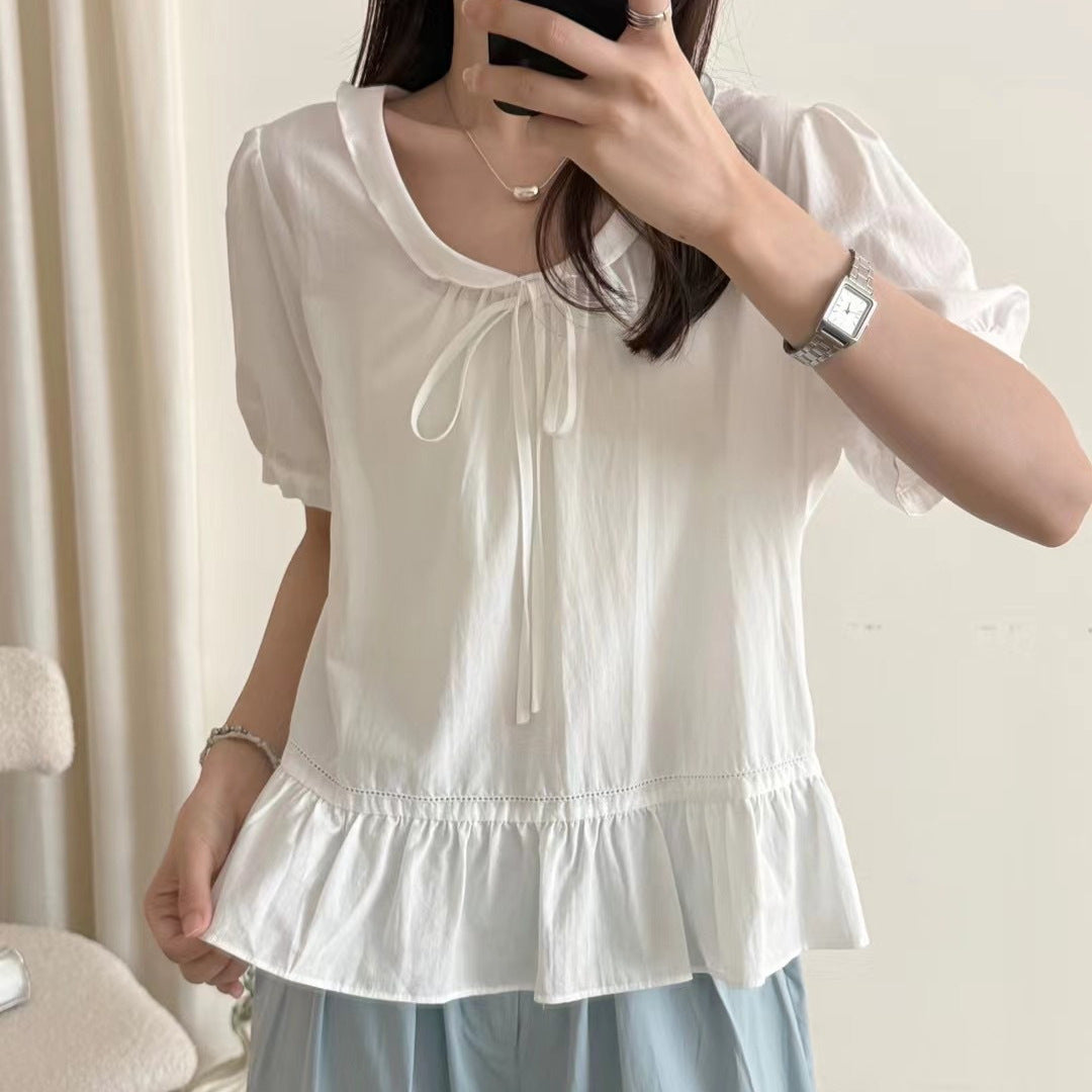 Femme Rynket kant Bindekravebluse Stilla