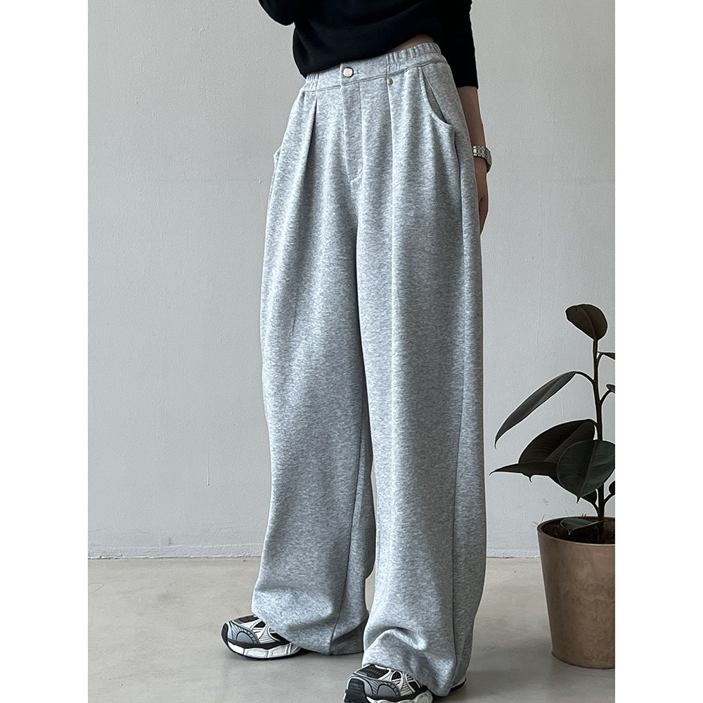 Dame elegante high-waist bukser med elastisk talje og sidelommer Stilla