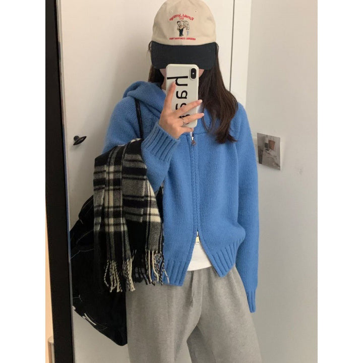 Kvinders Snuggly Hoodie Cardigan med Lynlås og Store Lommer Stilla