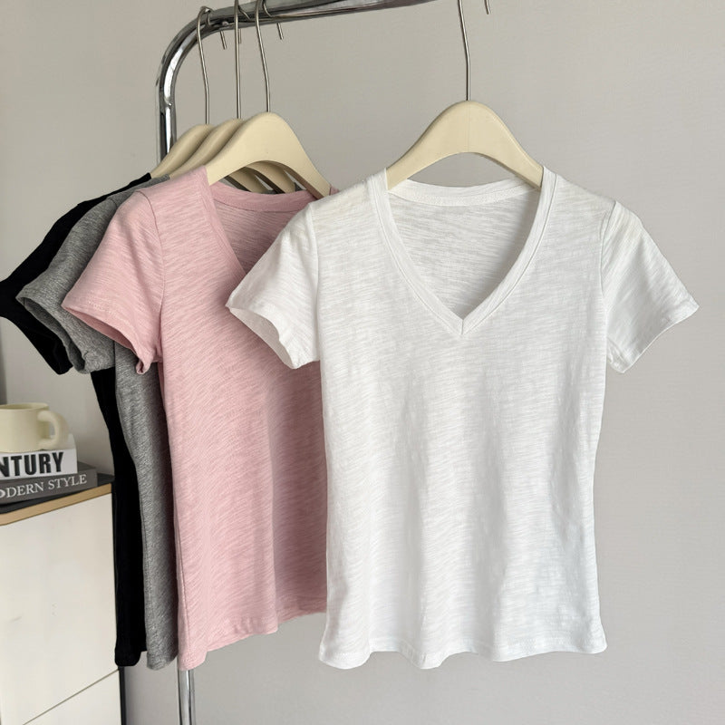 Femme Kortærmet V-Hals T-Shirt Stilla