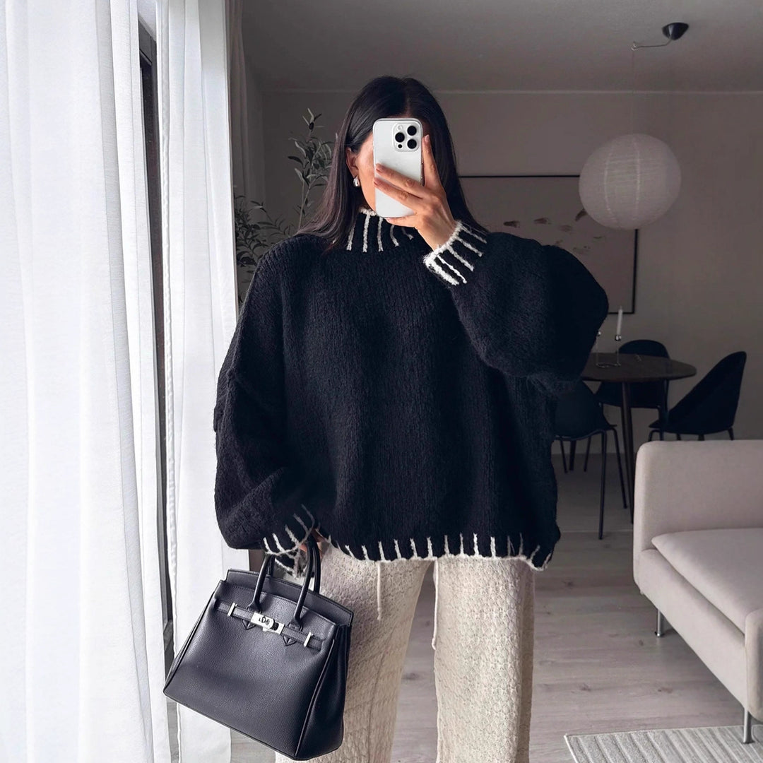 Kvinders afslappede sweater med moderne krave og oversized pasform Stilla