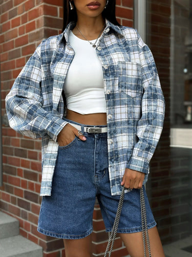 Dame ternet skjorte med oversized snit og praktiske lommer Stilla