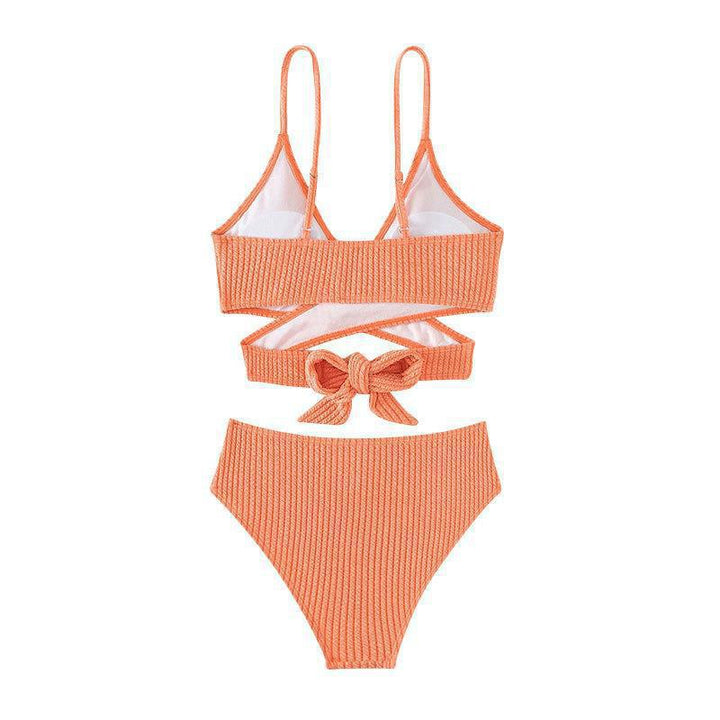 Dame Højskåret Bikini med krydset overdel og elegant ribstruktur Skovae