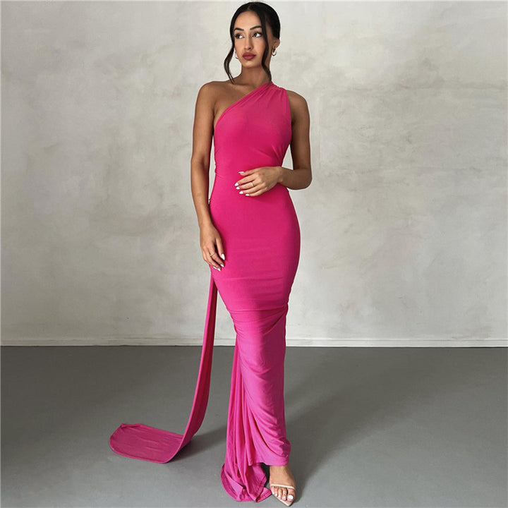 Dame Elegant langermet One-Shoulder Kjole Skovae
