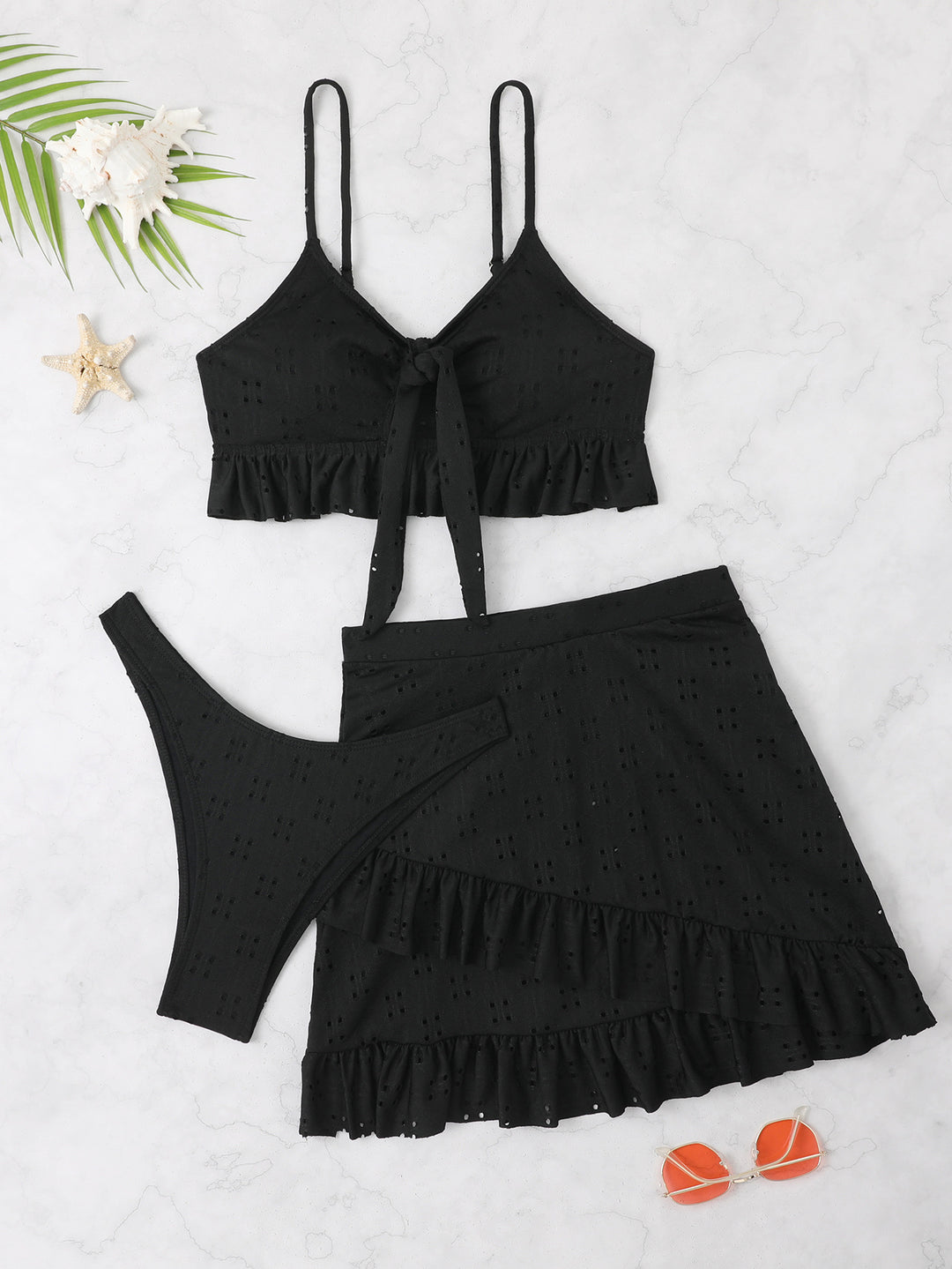 Dame Bikiniset med ruffles detaljer Skovae