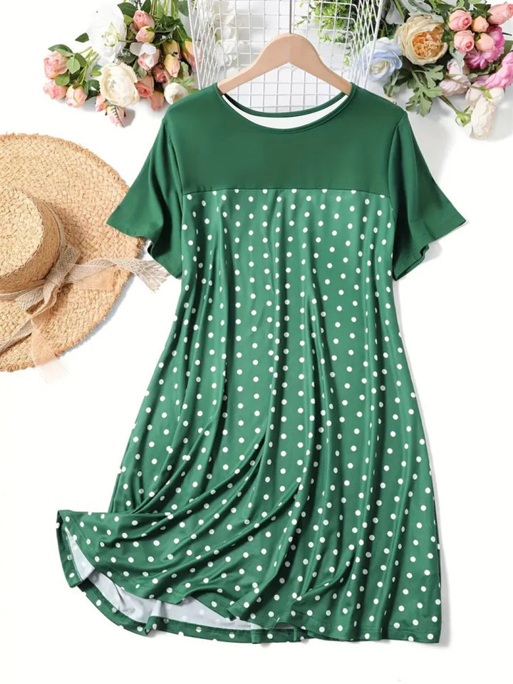 Dame Polka-Dot A-Linje Fritidskjole Stilla
