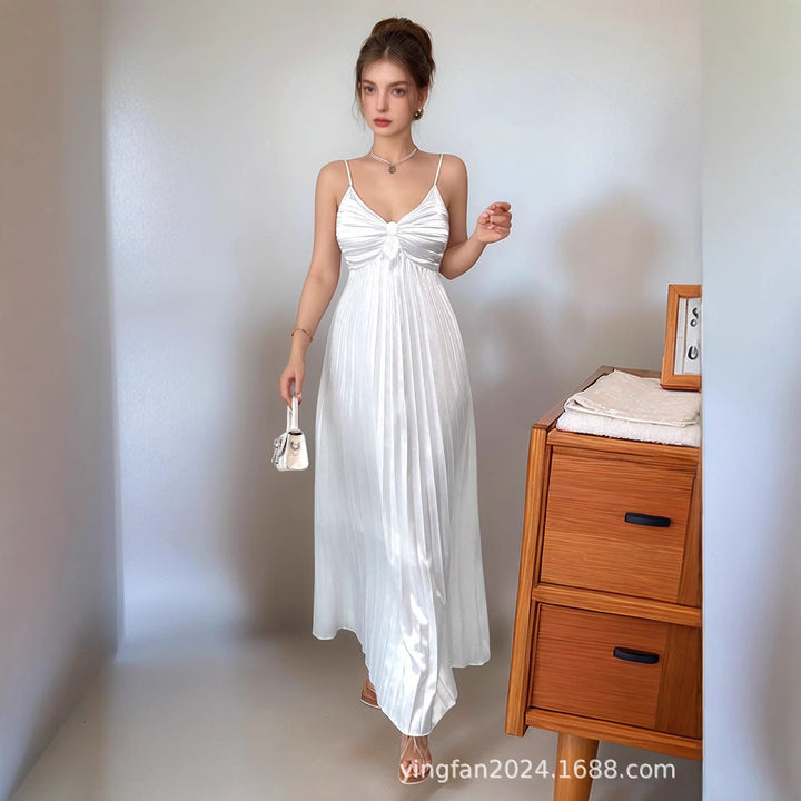 Dame elegant plisseret maxikjole Stilla