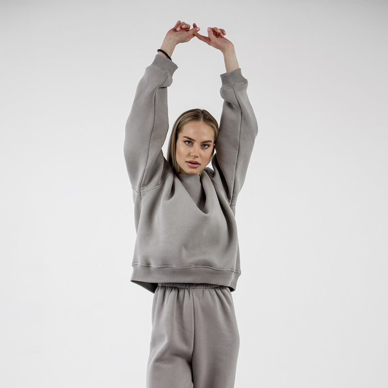 Dame afslappet Sweatpants-sæt med høj talje og brede ærmer Stilla