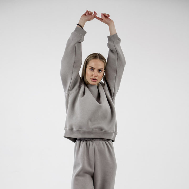 Dame afslappet Sweatpants-sæt med høj talje og brede ærmer Stilla