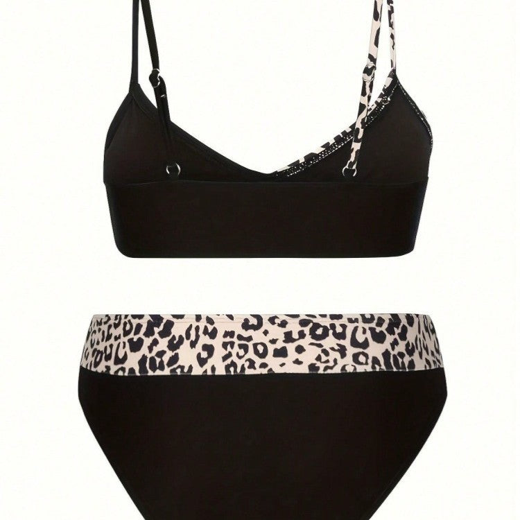 Dame bikini-sæt med moderigtigt leopardmønster og behagelige stropper Skovae