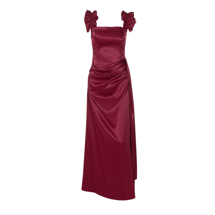 Dame Elegant Maxi kjole med skulderfri design og fine flæsedetaljer Stilla