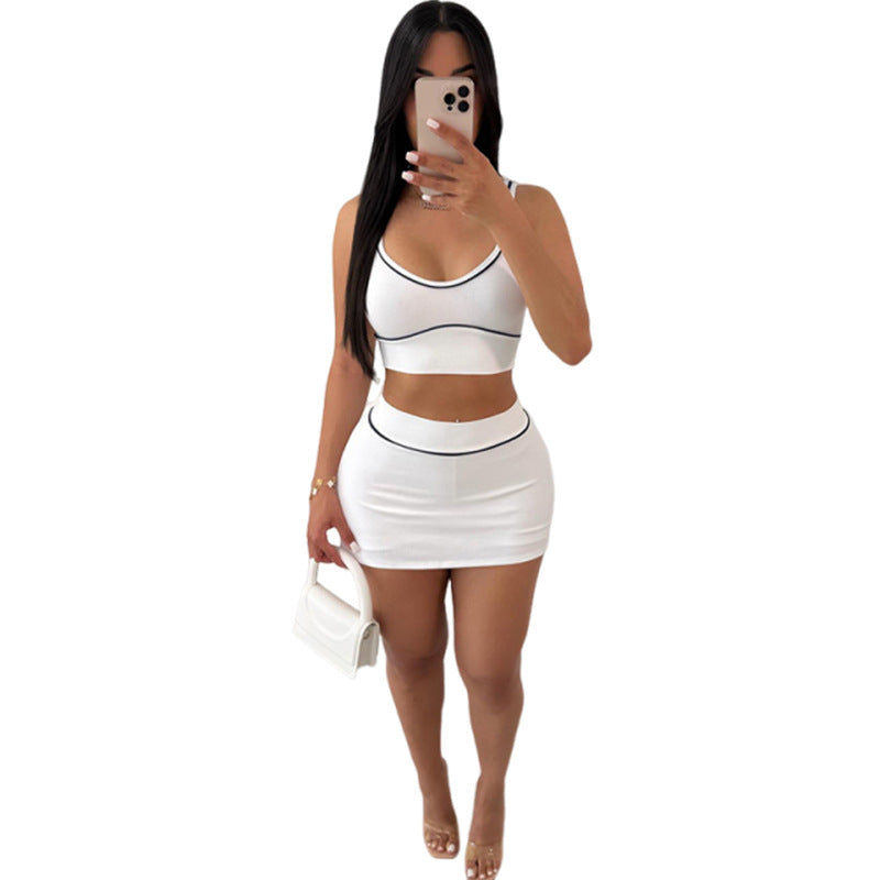 Dame Sporty Crop-Top og Nederdel Sæt Stilla