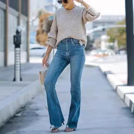 Dame tidløse jeans i moderne snit med cropped ben Skovae